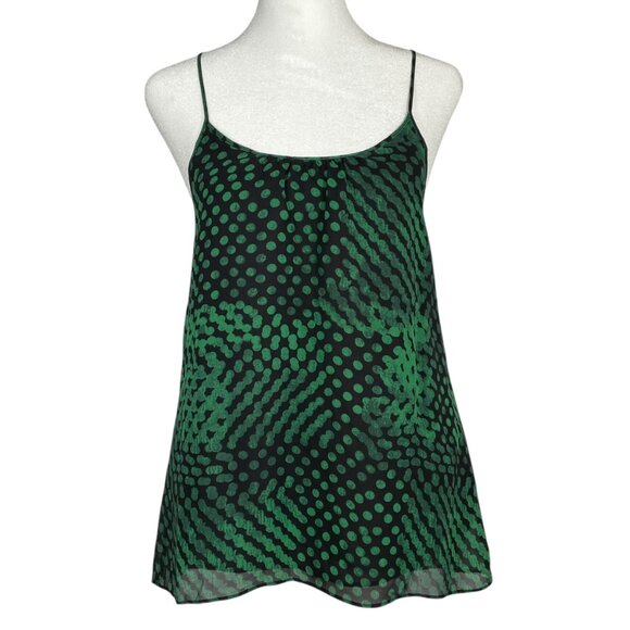 Theory 100% Silk Green Dot-Print Lined Camisole Top Spaghetti Straps Size P/XS - Picture 13 of 15